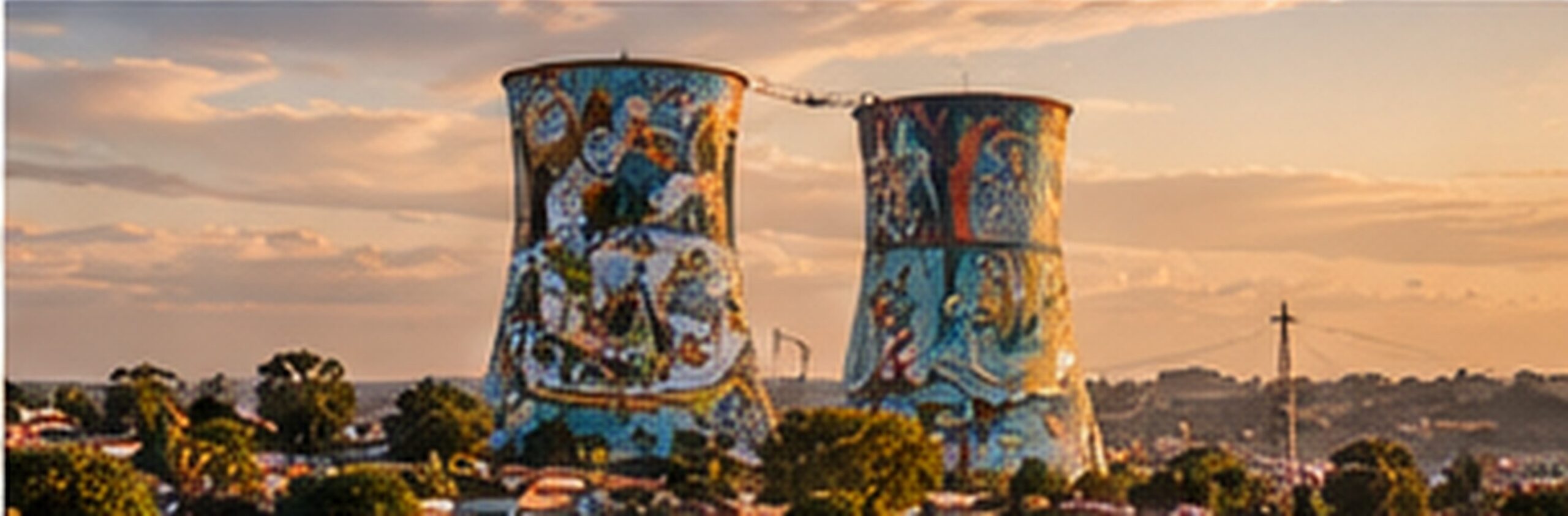 The painted Orlando cooling towers in Soweto