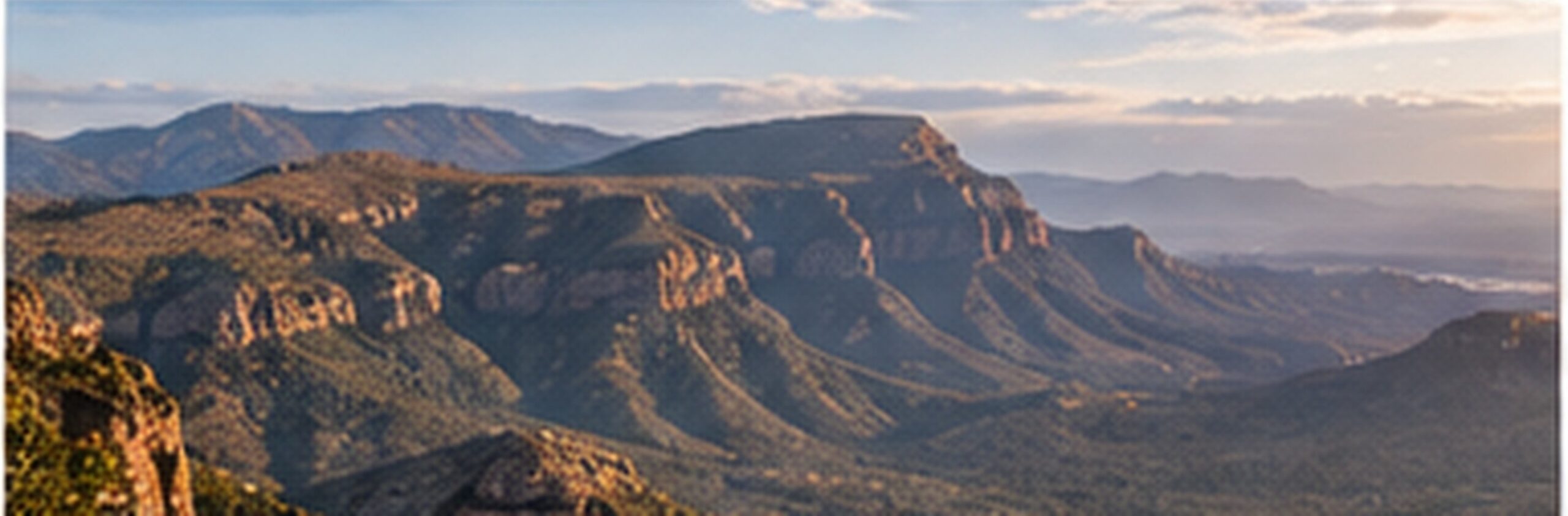 Sandstone cliffs and forested gorges along the escarpment
