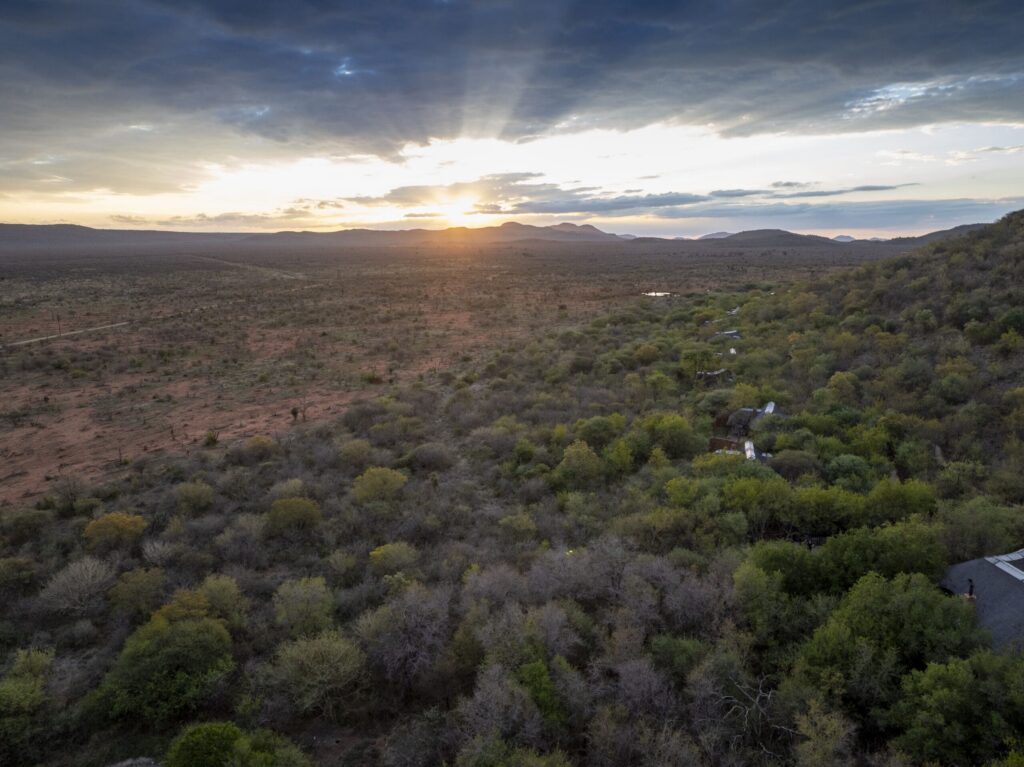 Madikwe Game Reserve from the air at sunset
