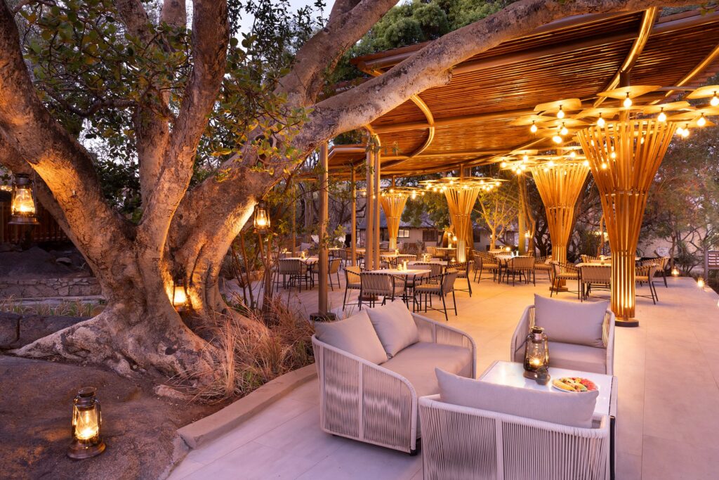 Mabula Game Lodge — terrace, at night