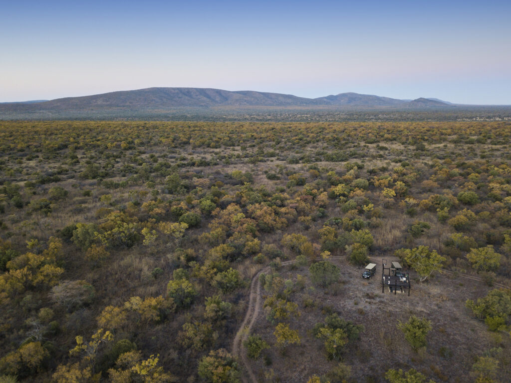 Sunset over the deck at Safari Plains, Mabula