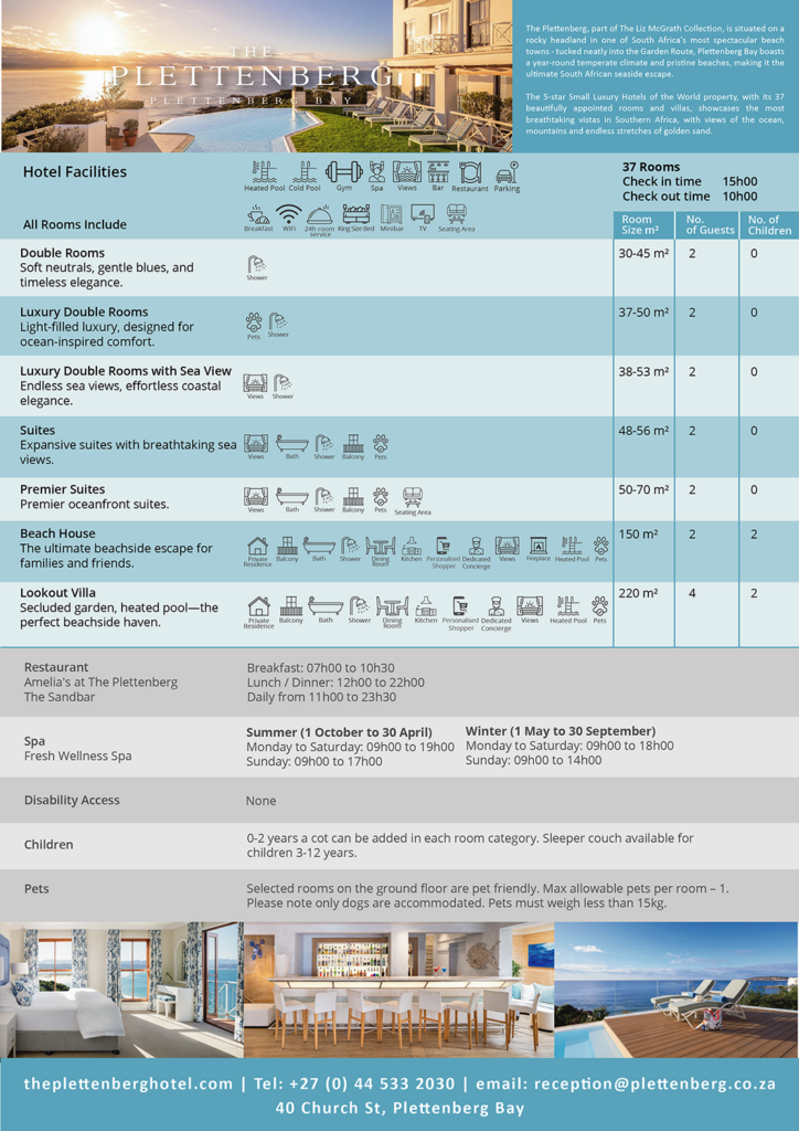 The Plettenberg – VIEW FACT SHEET