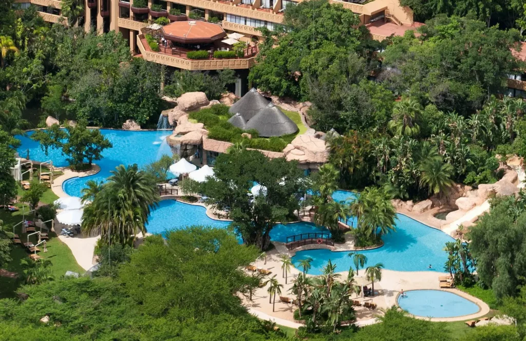Cascades — aerial view, pool